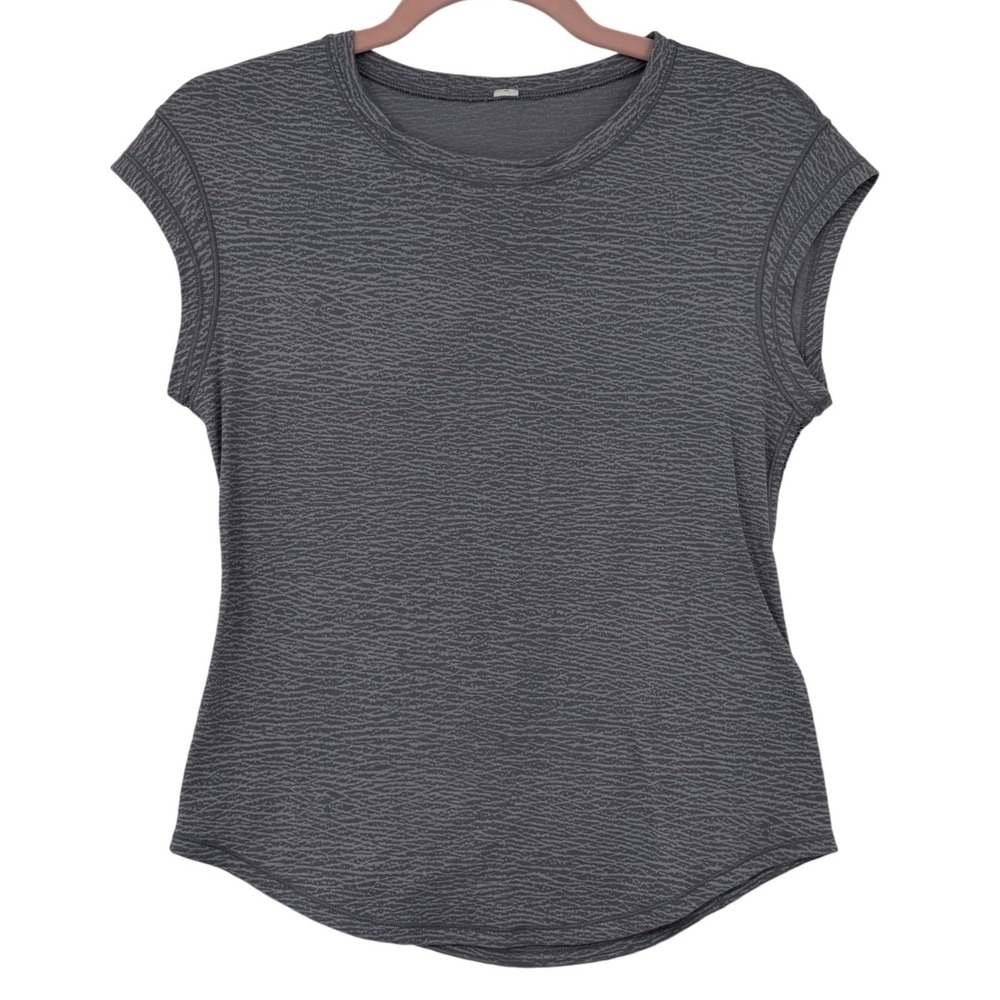 Lululemon Cap Sleeve Top Women Gray Ripple Texture Ladder Stitch No Size Tag